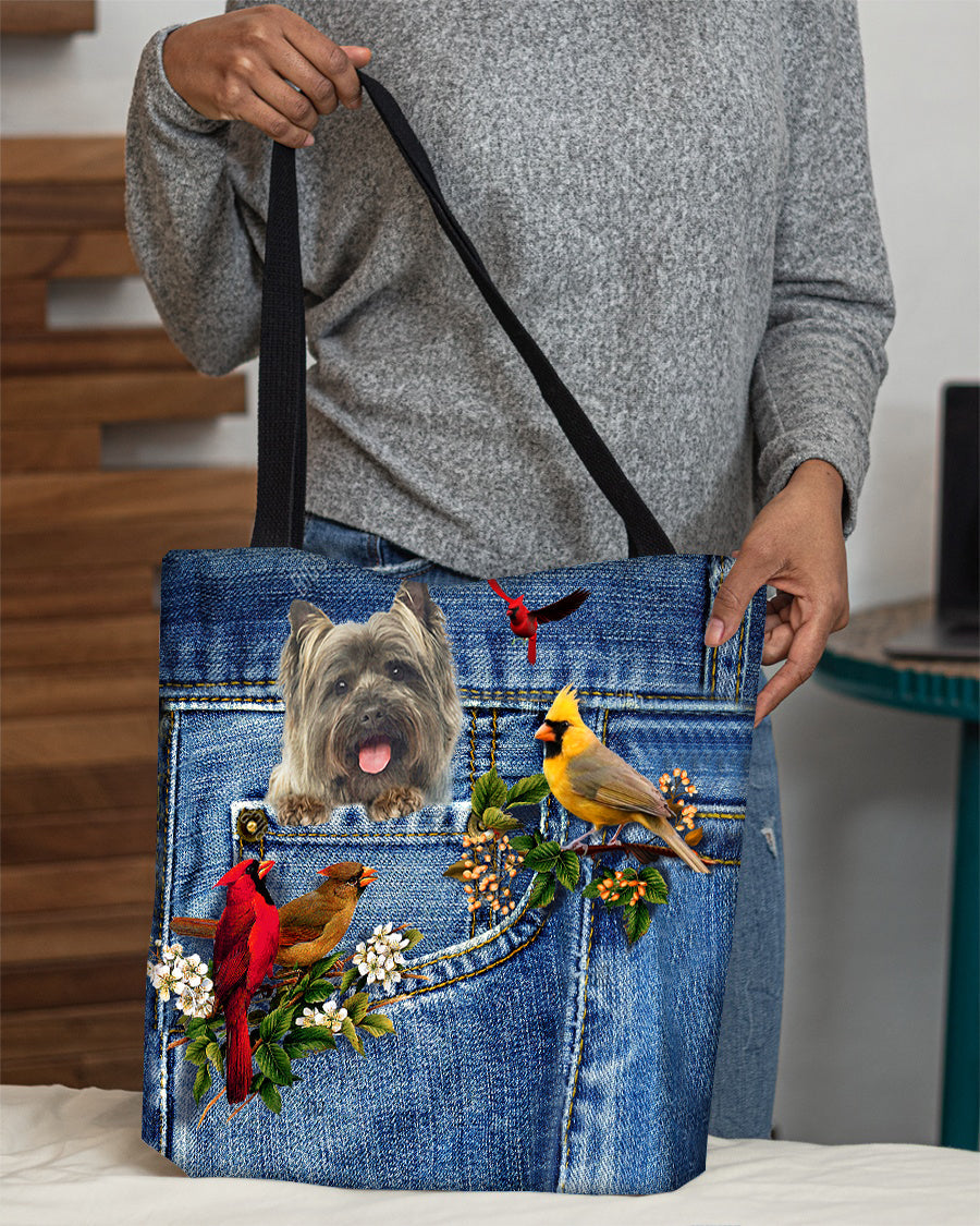 Cairn Terriers-Cardinal & Dog Cloth Tote Bag