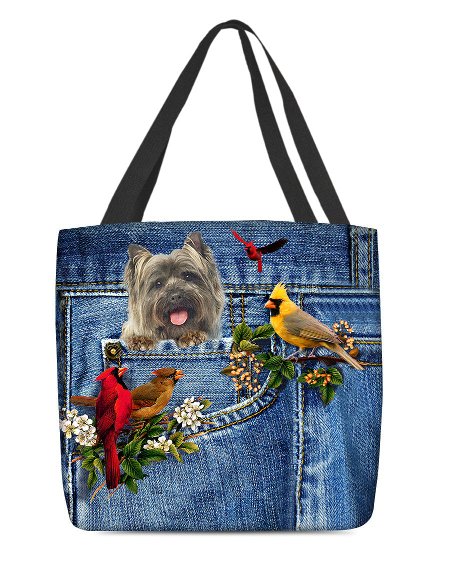 Cairn Terriers-Cardinal & Dog Cloth Tote Bag