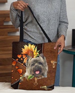 Cairn Terriers-Sunflower&zipper Cloth Tote Bag