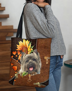 Cairn Terriers-Sunflower&zipper Cloth Tote Bag