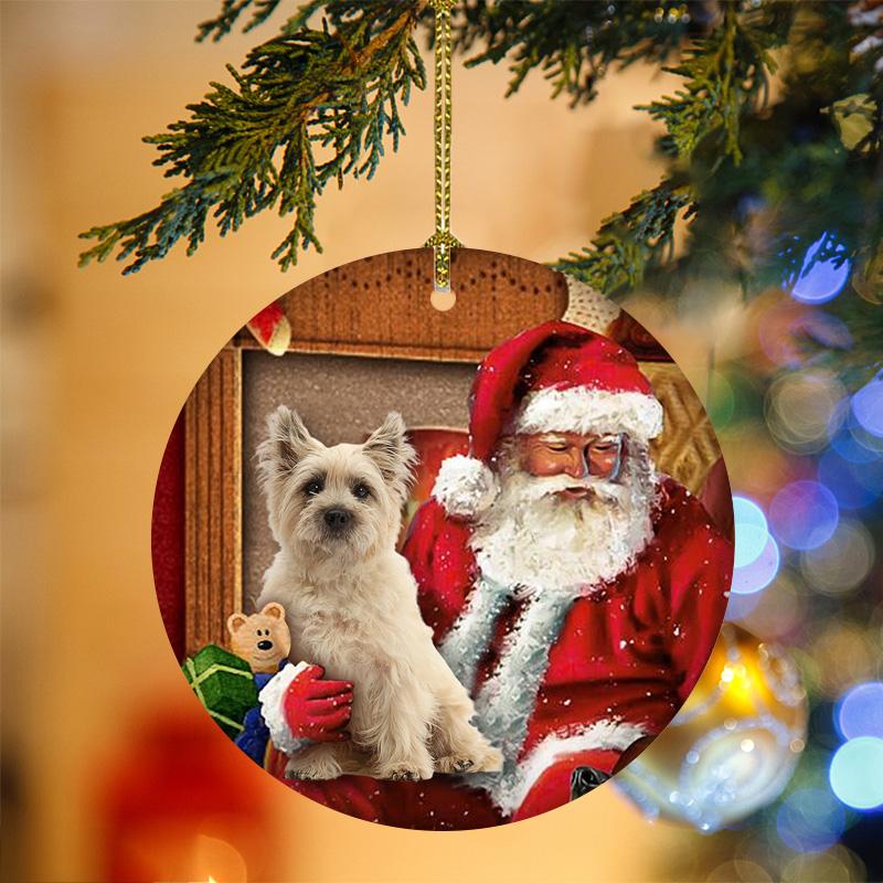 Cairn Terrier Dog With Santa Christmas Ornament