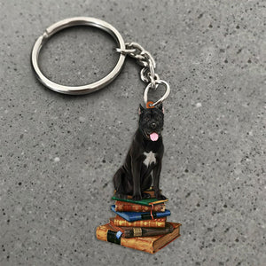 Cane Corso-Sit On The Book-Flat Acrylic Keychain