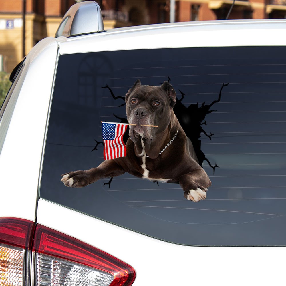 Cane Corso And American Flag Independent Day Car Sticker Decal