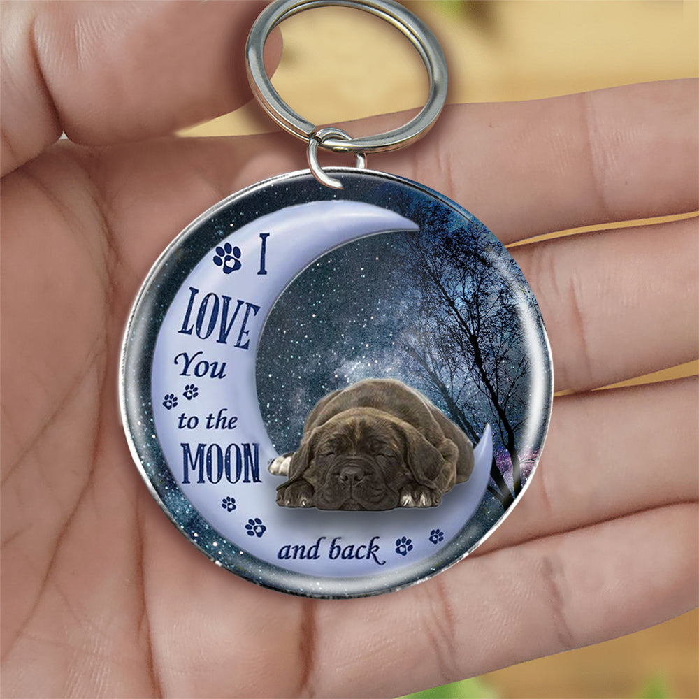 Cane Corso Moon Back-Round Resin Epoxy Metal Keychain