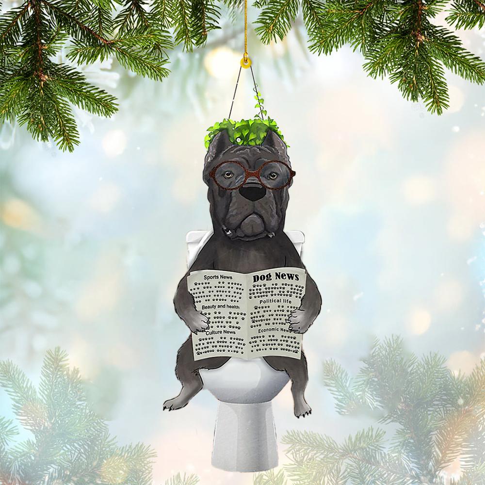 Cane Corso Sitting On A Toilet-Two Sides Ornament