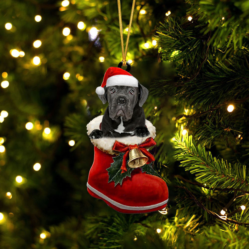 Cane Corso (1)-1-In Santa Boot Christmas-Two Sided Ornament