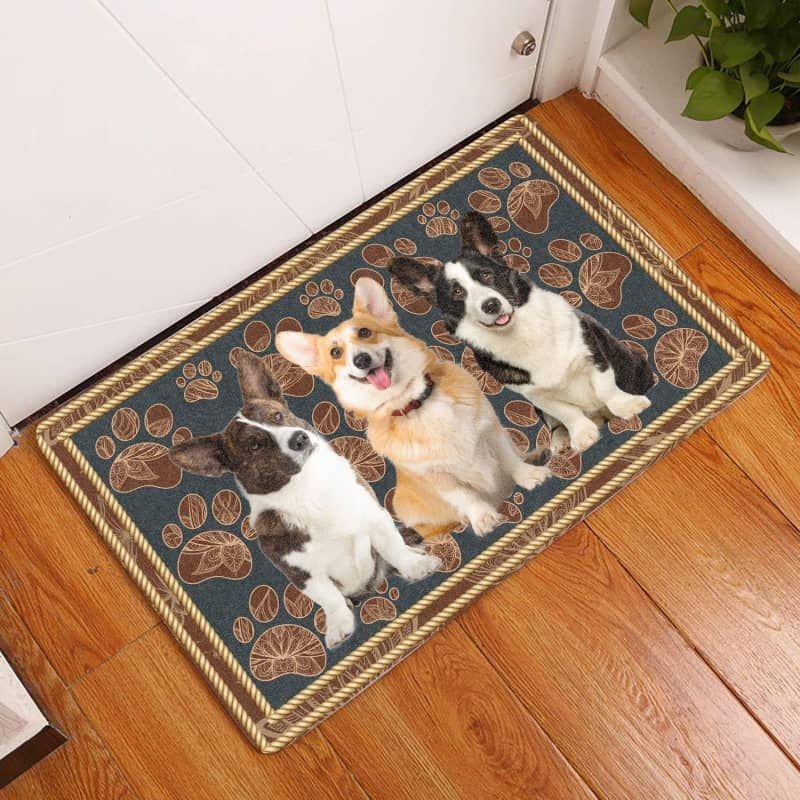 Cardigan Welsh Corgi-Flower Paw Doormat