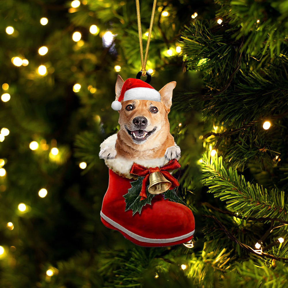 Carolina Dingo-1-In Santa Boot Christmas-Two Sided Ornament