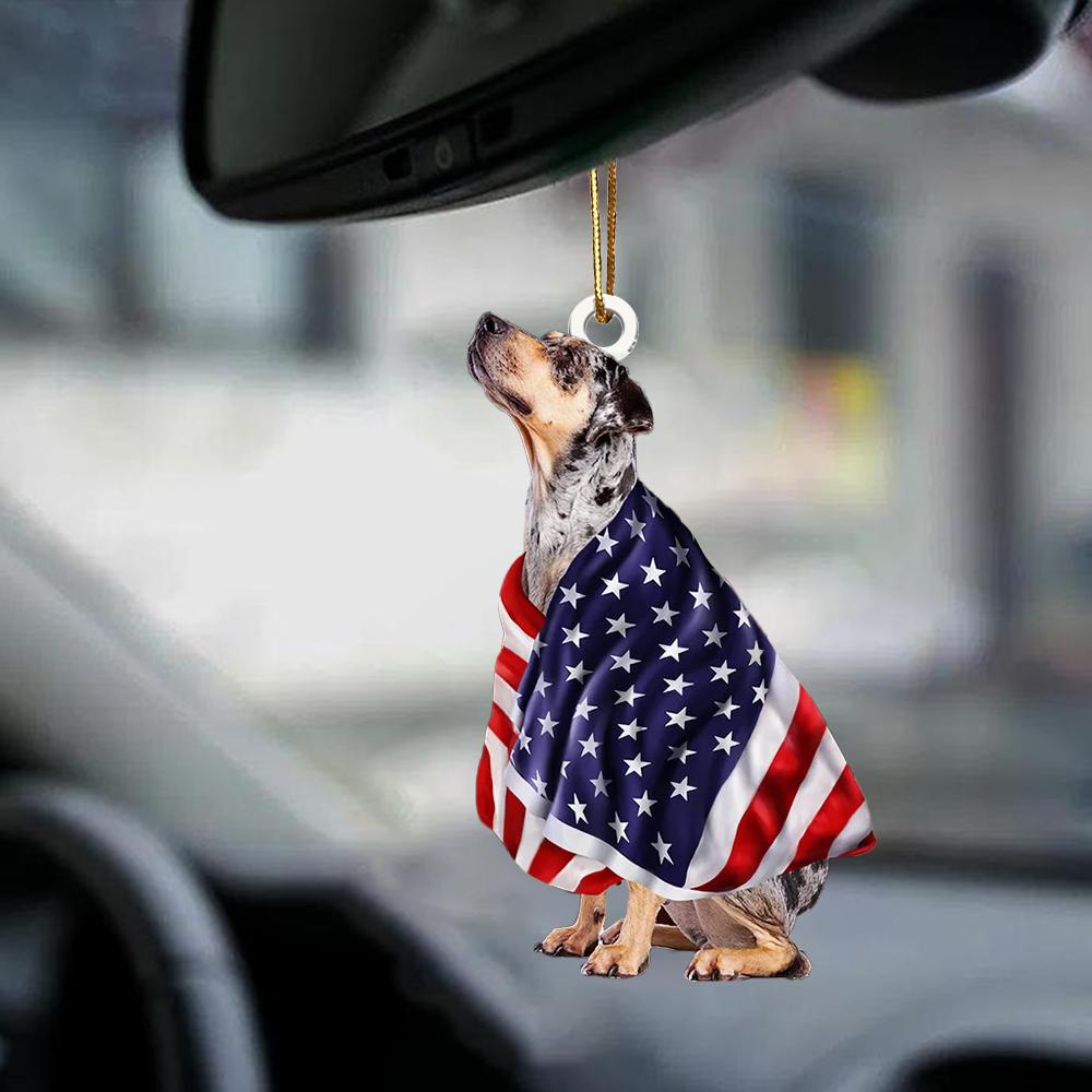 Catahoula Leopard Dog American Patriot Flag Two Sided Ornament