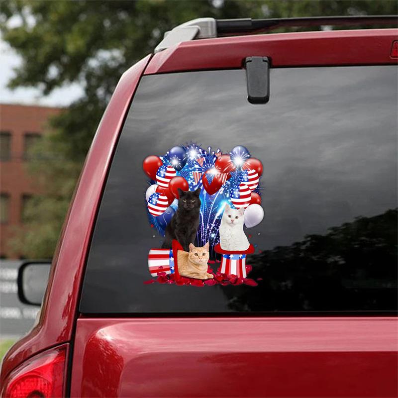 Cats - Fireworks Celebration Car Sticker