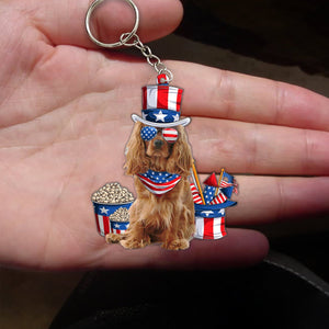 Cavalier King Charles Spaniel 4-July Stuff Flat Acrylic Keychain