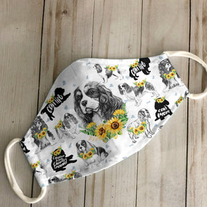 Cavalier King Charles Spaniel Sunflower EZ07 2206 Face Mask