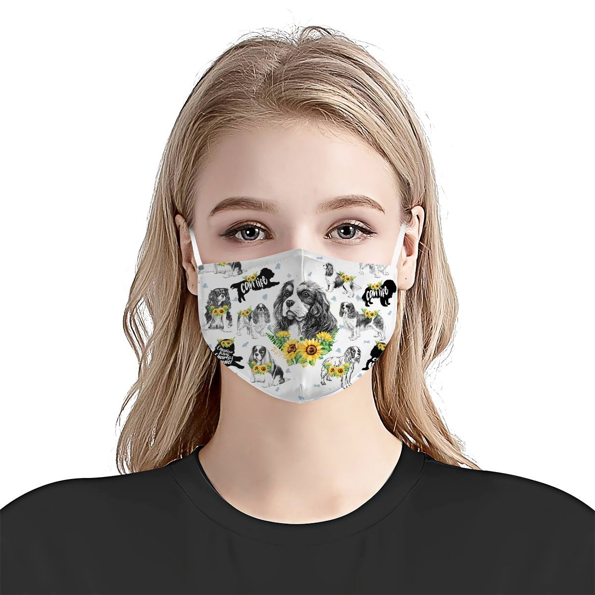 Cavalier King Charles Spaniel Sunflower EZ07 2206 Face Mask