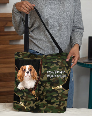 Cavalier-King-Charles-Spaniel Camo Cloth Tote Bag