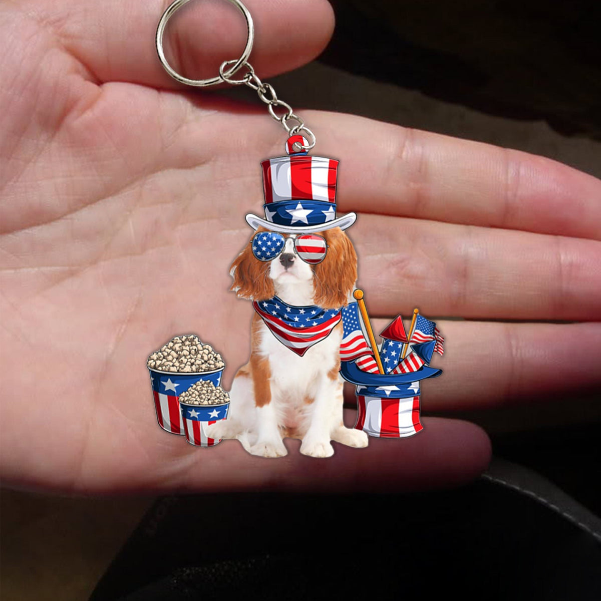 Cavalier King Charles Spaniel-July Stuff Flat Acrylic Keychain