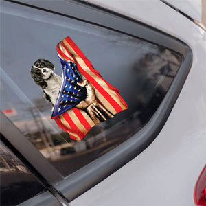 Cavalier King Charles Spaniel-American Flag Front Car Sticker