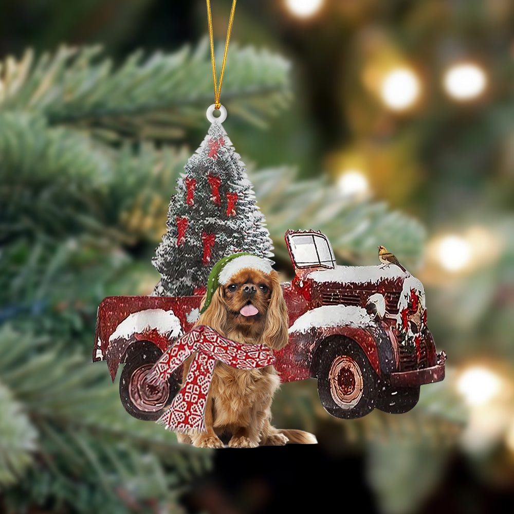 Cavalier King Charles Spaniel-Christmas Truck Two Sided Ornament