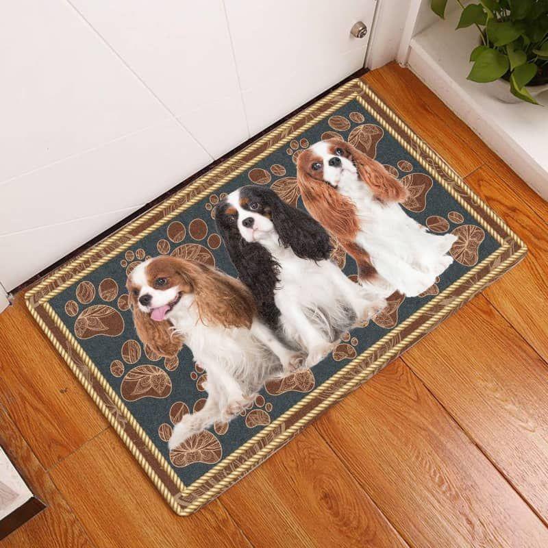 Cavalier King Charles Spaniel-Flower Paw Doormat