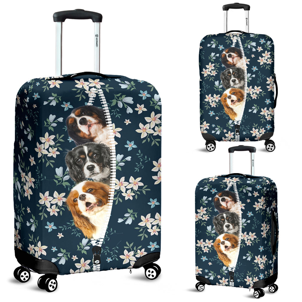 Cavalier King Charles Spaniel-Flowers-Luggage covers