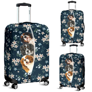 Cavalier King Charles Spaniel-Flowers-Luggage covers