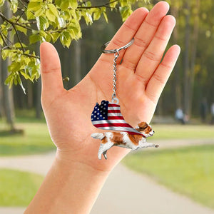 Cavalier King Charles Spaniel-Happy Independence Day Flat Acrylic Keychain