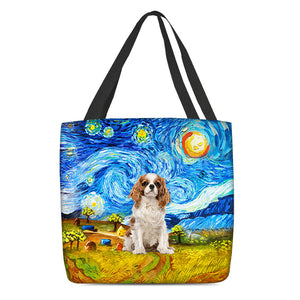 Cavalier King Charles Spaniel -Oil Painting-Cloth Tote Bag