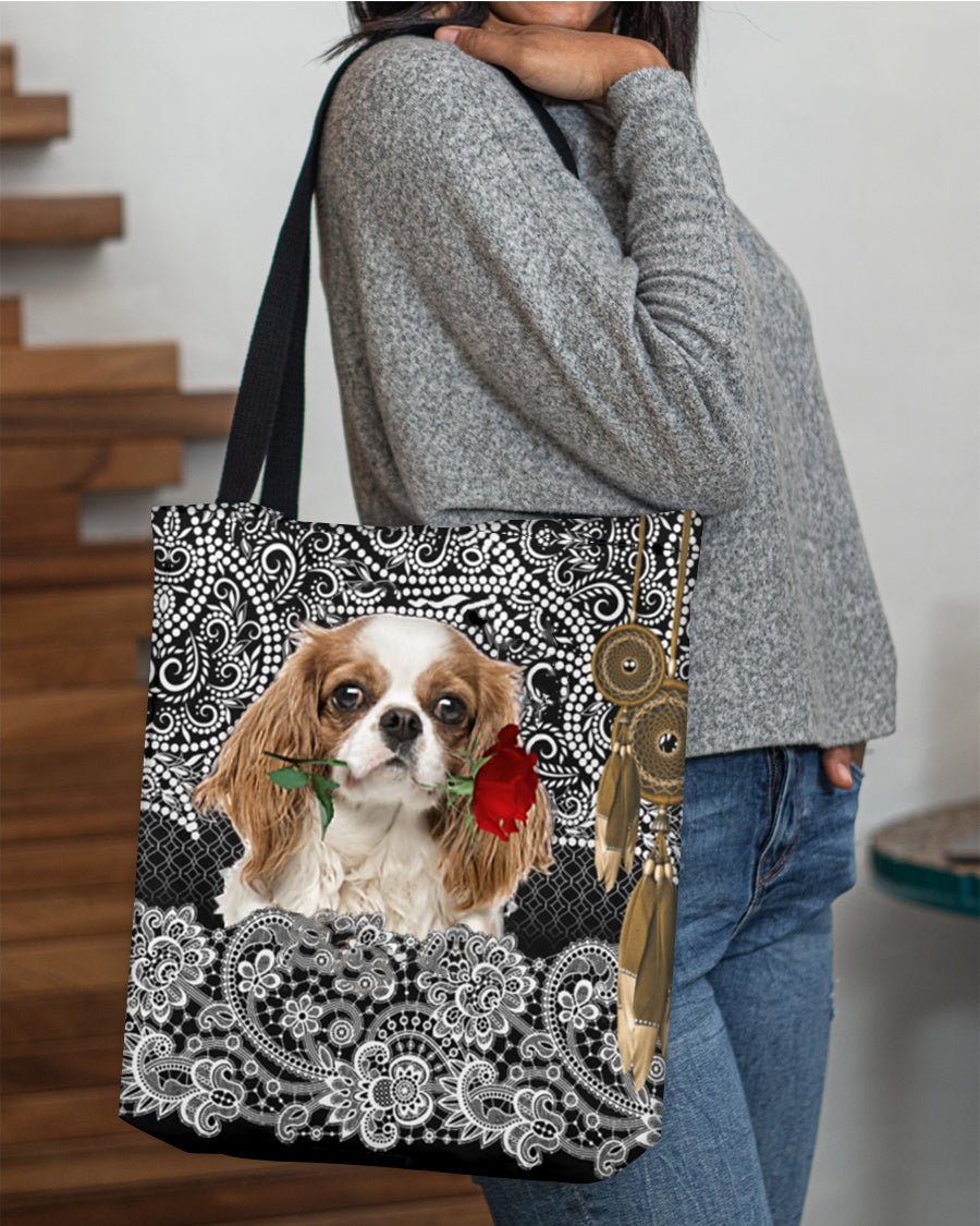 Cavalier King Charles Spaniel-Rose Cloth Tote Bag