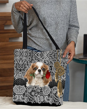 Cavalier King Charles Spaniel-Rose Cloth Tote Bag