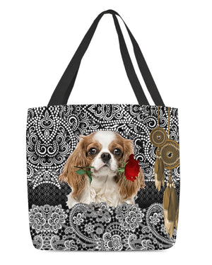 Cavalier King Charles Spaniel-Rose Cloth Tote Bag