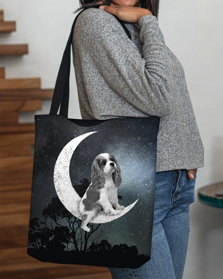 Cavalier King Charles Spaniel-Sit On The Moon-Cloth Tote Bag