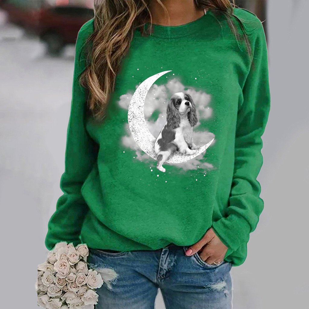 Cavalier King Charles Spaniel -Sit On The Moon- Premium Sweatshirt