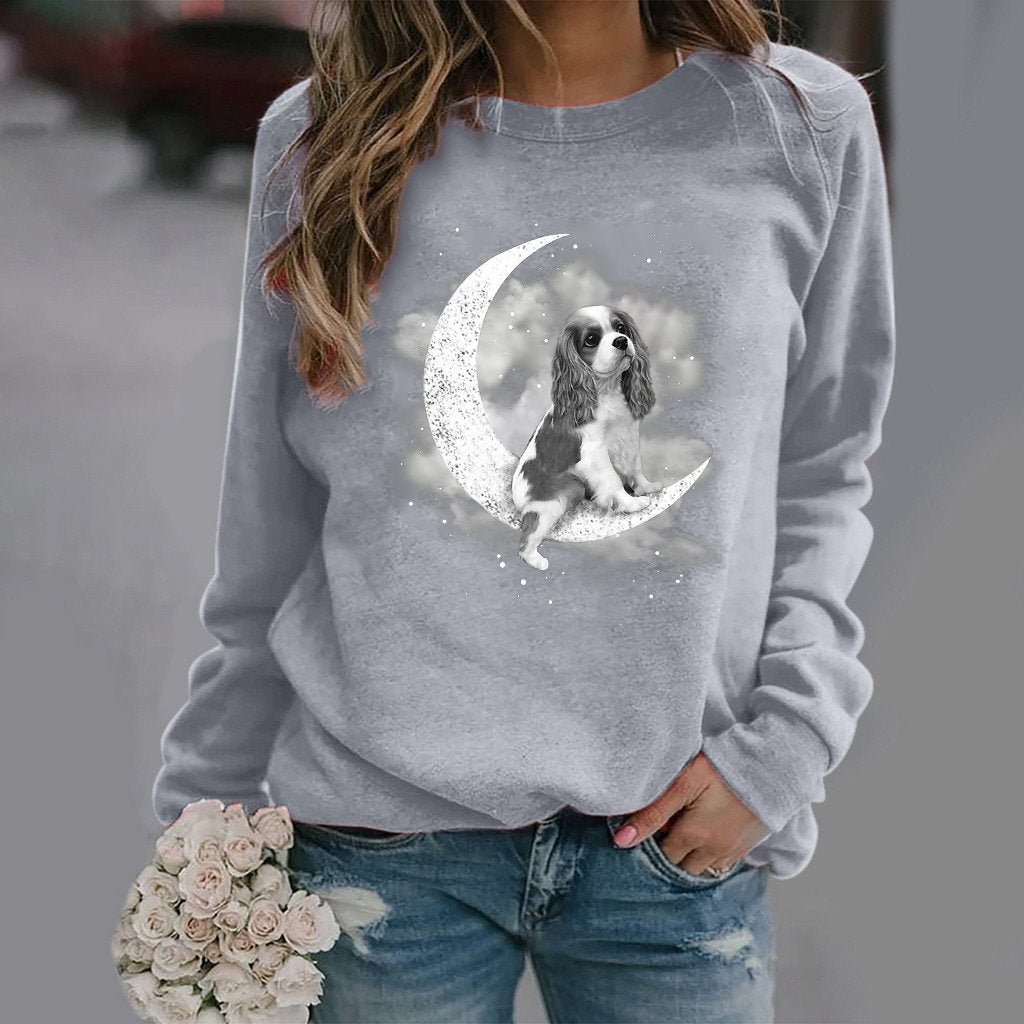 Cavalier King Charles Spaniel -Sit On The Moon- Premium Sweatshirt