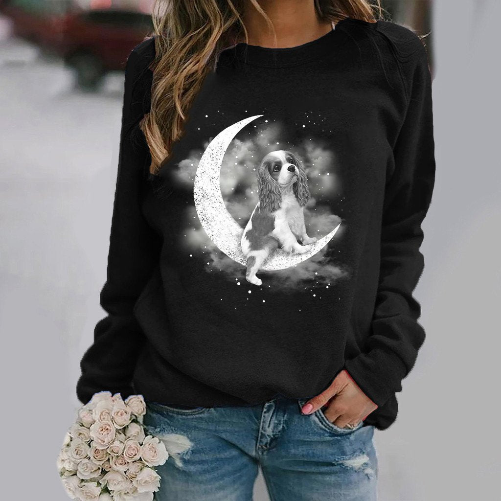 Cavalier King Charles Spaniel -Sit On The Moon- Premium Sweatshirt