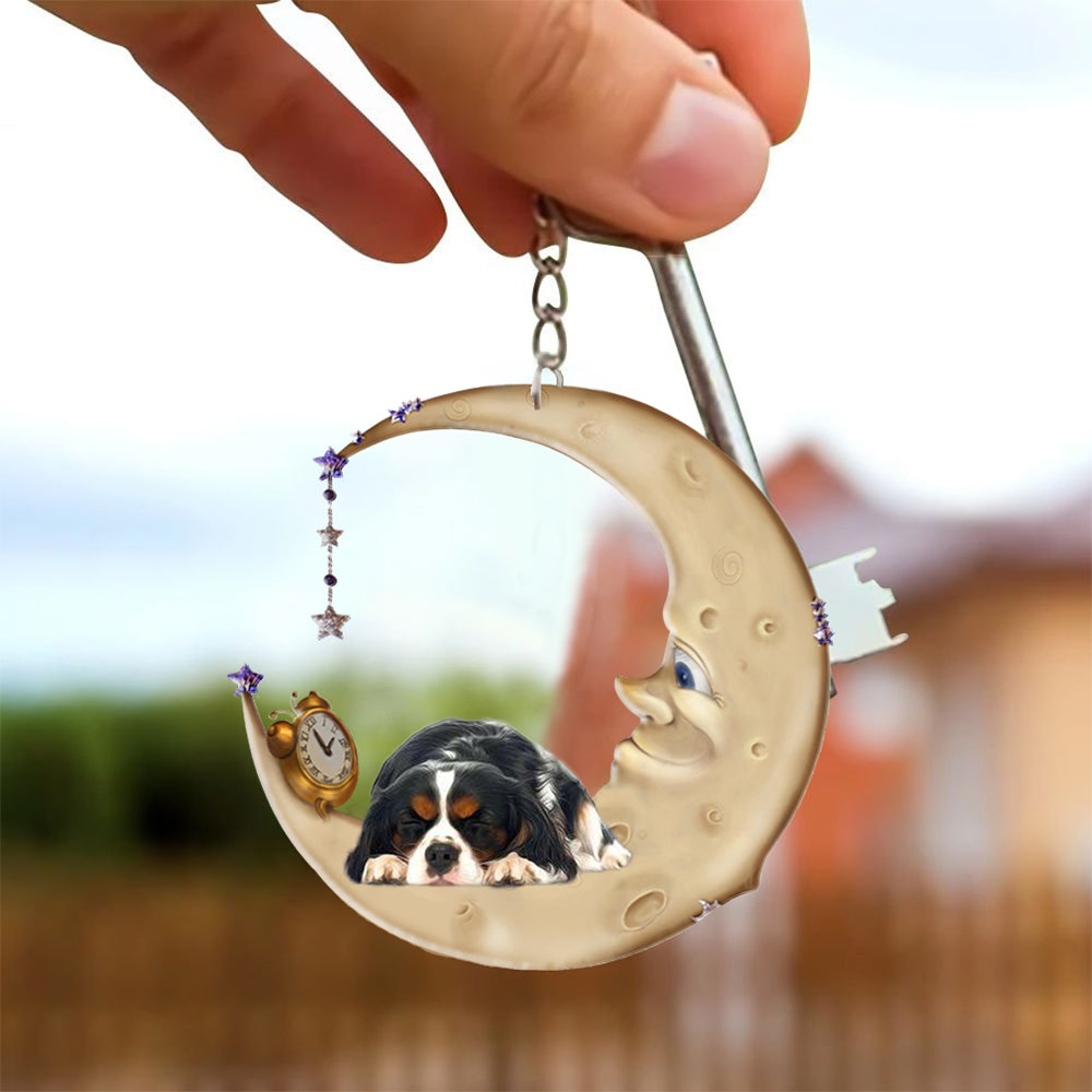 Cavalier King Charles Spaniel-Sleeping on the moon Keychain