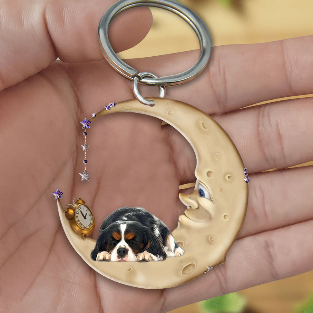 Cavalier King Charles Spaniel-Sleeping on the moon Keychain