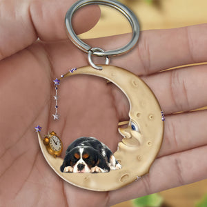 Cavalier King Charles Spaniel-Sleeping on the moon Keychain