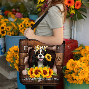 Cavalier King Charles Spaniel-Sunflower&Dog Mom Cloth Tote Bag