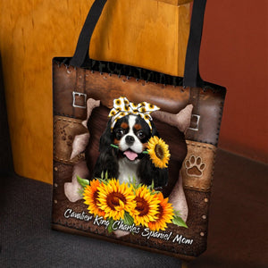 Cavalier King Charles Spaniel-Sunflower&Dog Mom Cloth Tote Bag