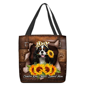 Cavalier King Charles Spaniel-Sunflower&Dog Mom Cloth Tote Bag