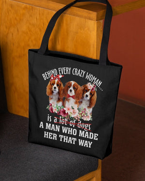 Cavalier King Charles Spaniel 1-Crazy Woman Cloth Tote Bag