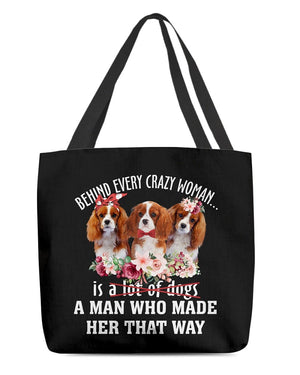 Cavalier King Charles Spaniel 1-Crazy Woman Cloth Tote Bag