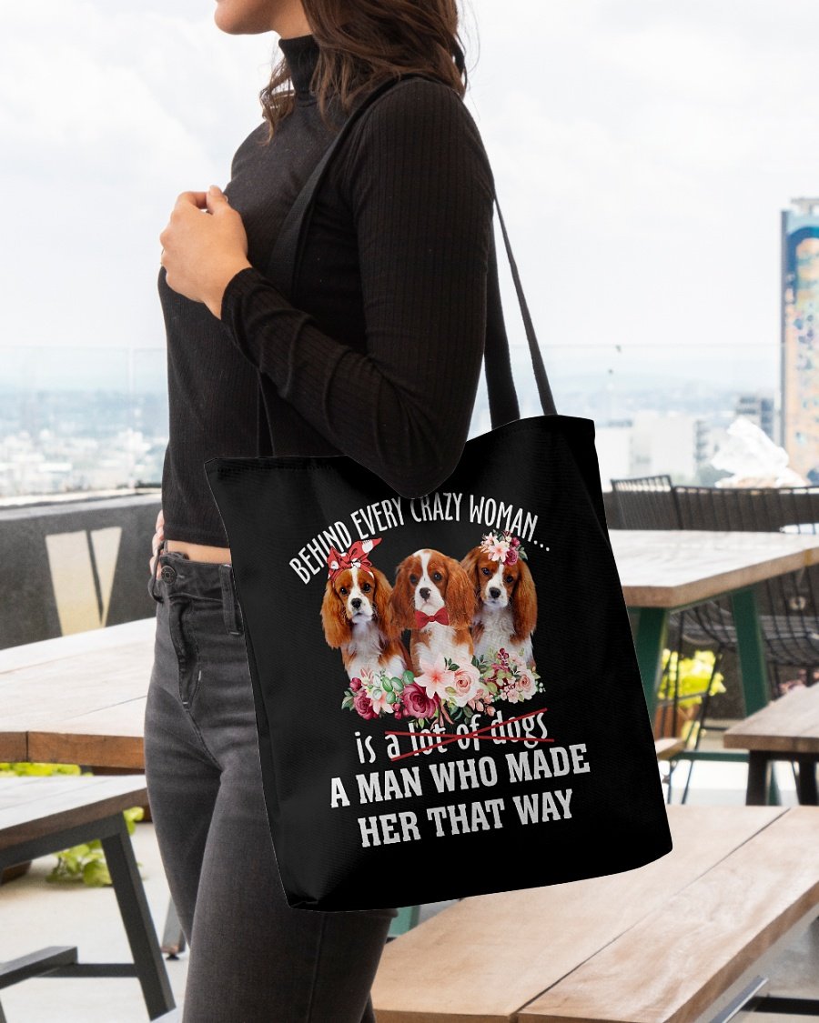 Cavalier King Charles Spaniel 1-Crazy Woman Cloth Tote Bag