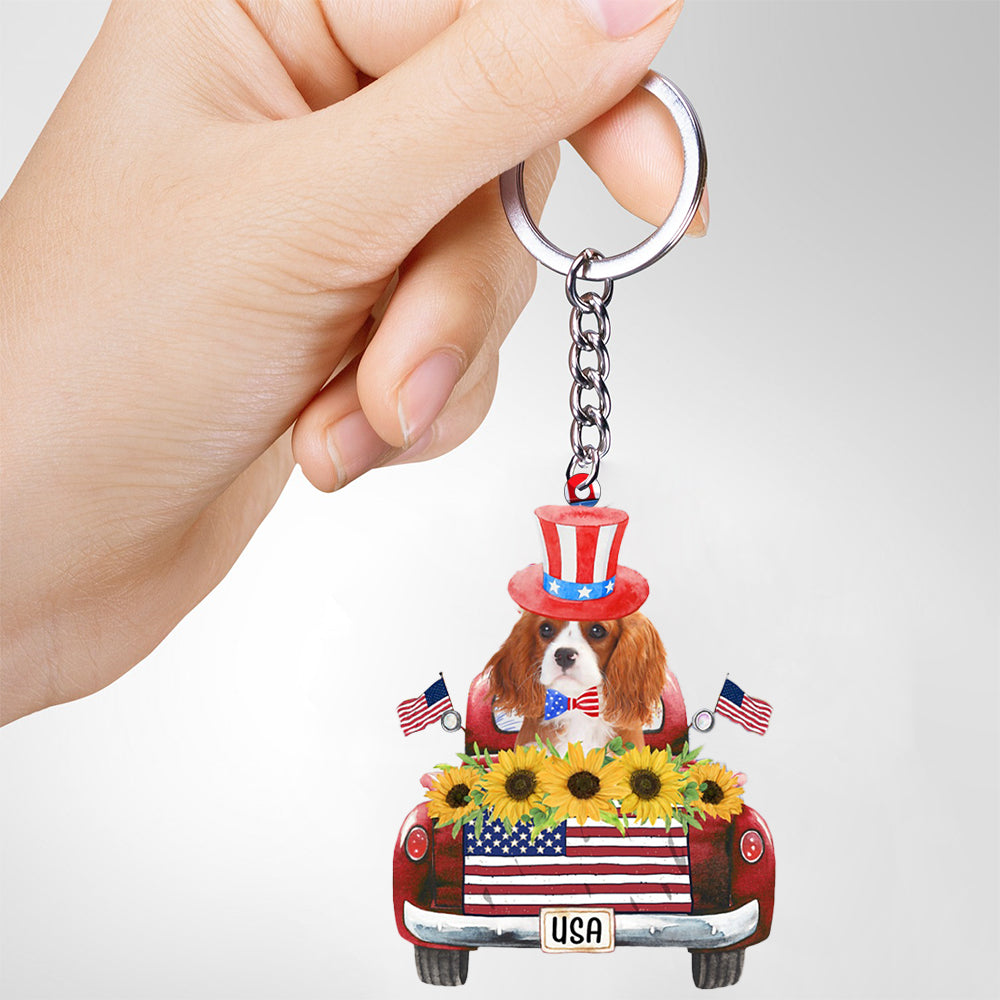 Cavalier King Charles Spaniel 1-USA Truck Flat Acrylic Keychain