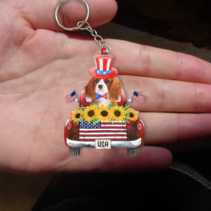 Cavalier King Charles Spaniel 1-USA Truck Flat Acrylic Keychain