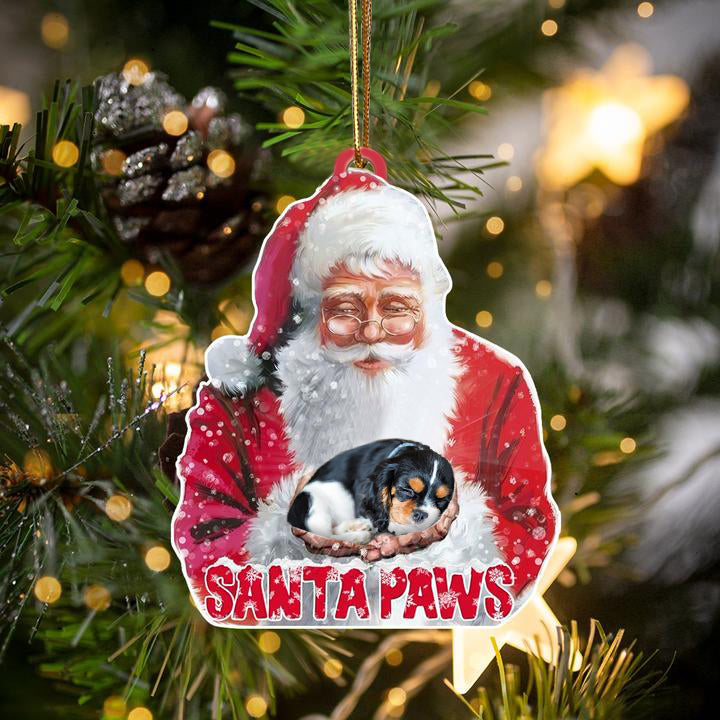 Cavalier King Charles Spaniel2-Santa Paws-Two Sided Ornament