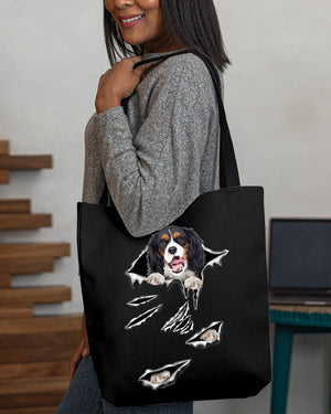 Cracks-Cavalier King Charles Spaniel-Cloth Tote Bag