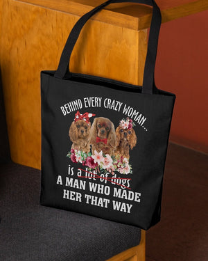 Cavalier King Charles Spaniel 4-Crazy Woman Cloth Tote Bag