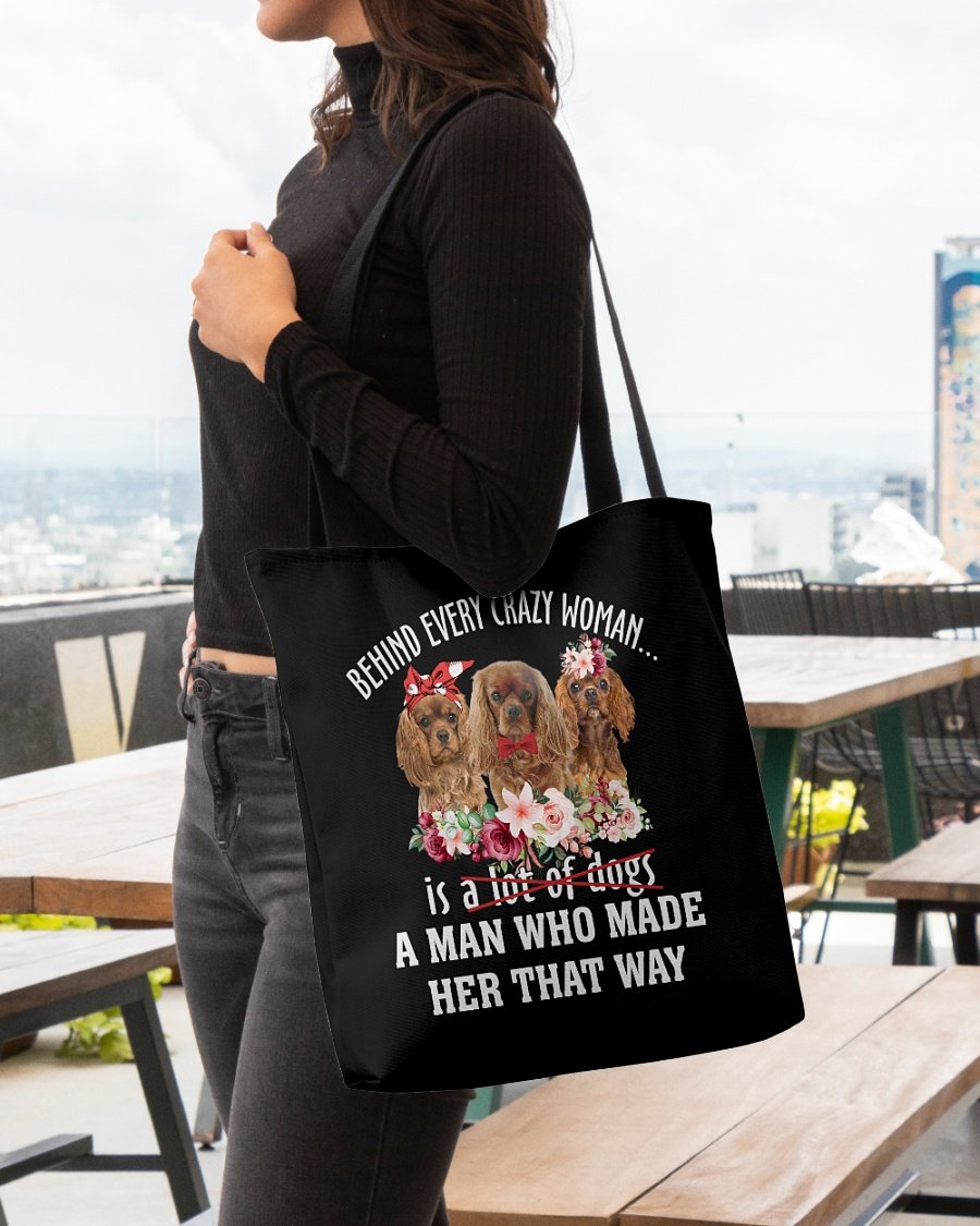 Cavalier King Charles Spaniel 4-Crazy Woman Cloth Tote Bag