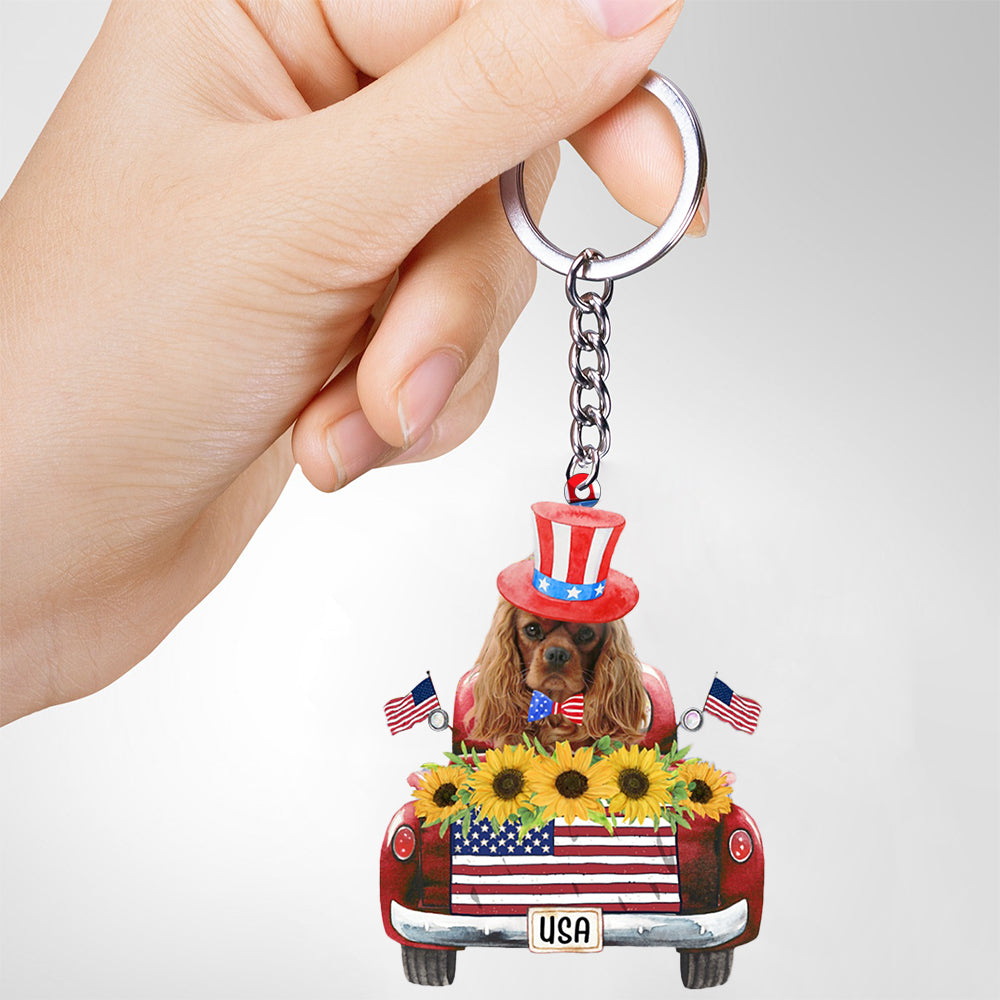 Cavalier King Charles Spaniel 4-USA Truck Flat Acrylic Keychain