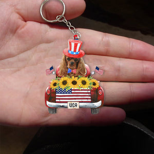 Cavalier King Charles Spaniel 4-USA Truck Flat Acrylic Keychain